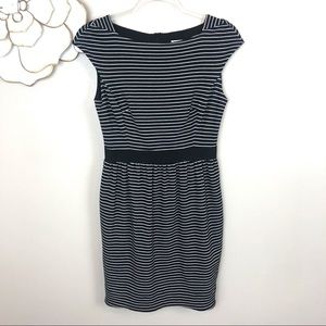 Shoshanna knit dress with cap sleeves black and white stripes